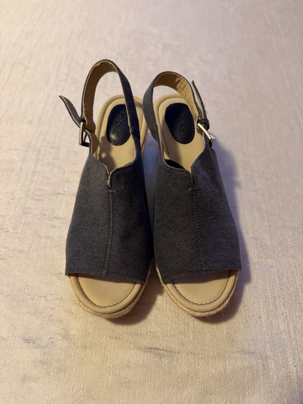 BOC Gray Canvas Slingback Wedge Sandals